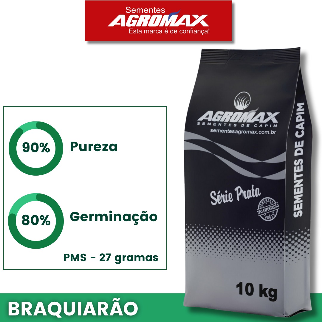 Sementes de Capim Braquiarão - (Brachiaria Brizantha Marandu) - Sacas de 10KG Peletizadas